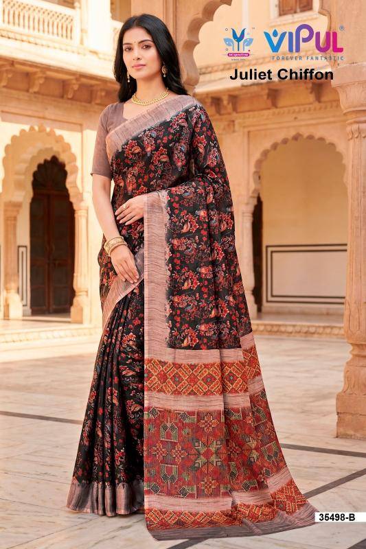 Vipul 35498 juliet chiffon Wholesale saree market in Mumbai